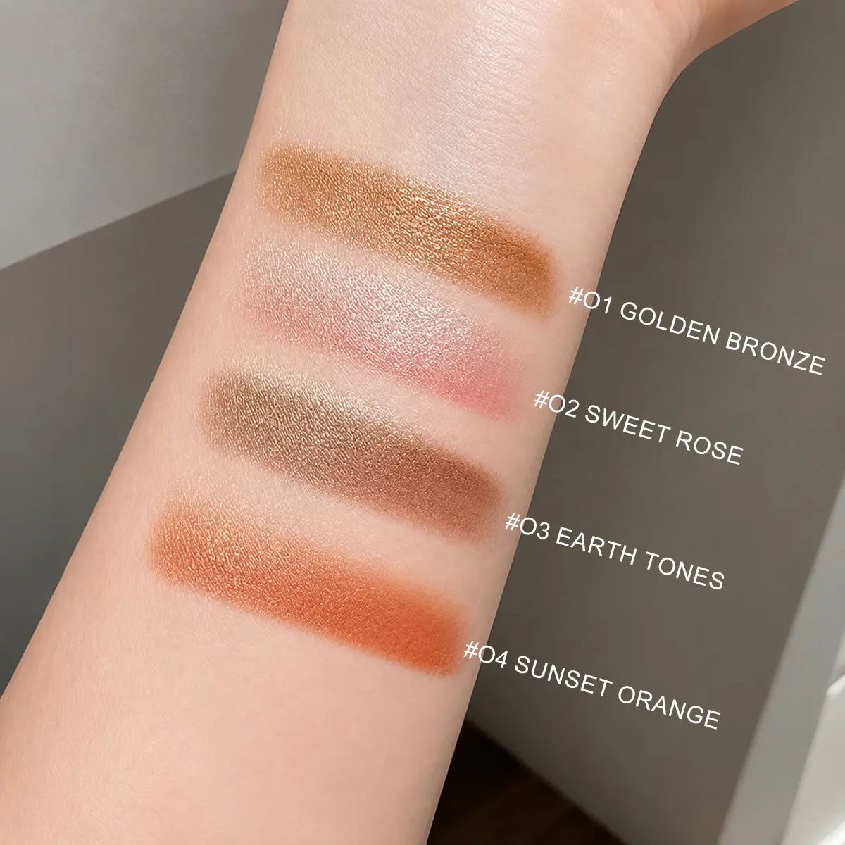 Pack of 4 3-Color Eyeshadow Stick Gradient, Waterproof Long Lasting Creamy Shimmer Eye Shadow, Portable Smudge-Proof Glitter Makeup for Women, Day to Night (Fine Shimmer Brownish Orange)