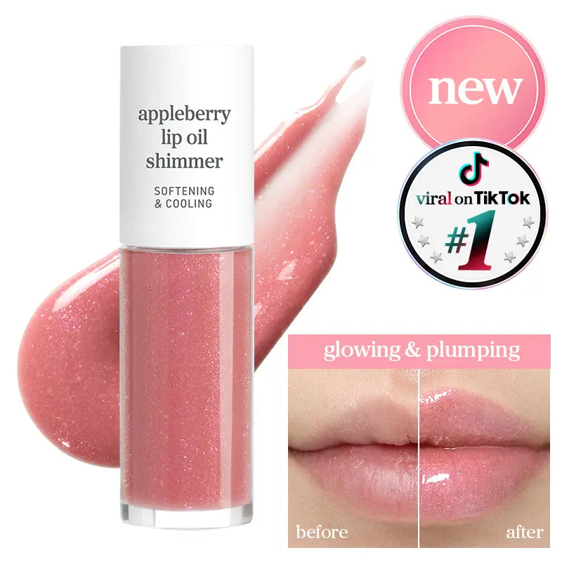 Nooni Korean Apple Shimmer Lip Oil + Lip Stain | Glossy Lip Stain, Tinting & Long Lasting, Moisturizing Lip Care (6 Options) Hydrate Lipgloss Lipstick Makeup Glossy Hydrating Moisturizer Plump Transfer-Proof