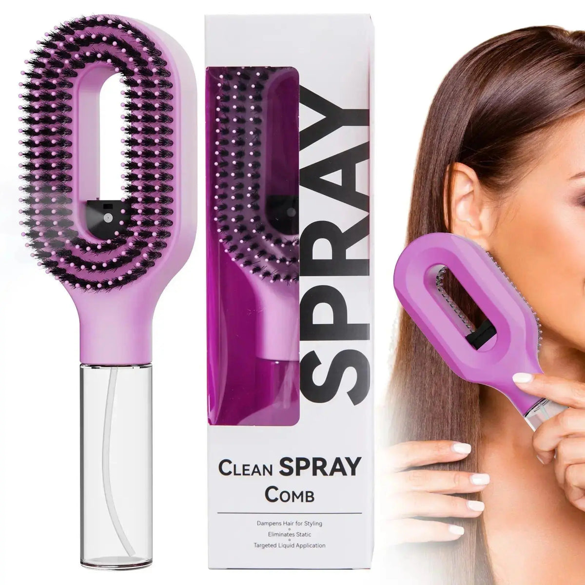 Compact Detangling Brush with Hydrating Mist Spray - Ergonomic, Eco-Friendly Frizz Control Styler for Curly Hair, Travel, and Morning Routines, Detangler Brush, Styling Brush, anti Tangle Brush, Travel Hairbrush