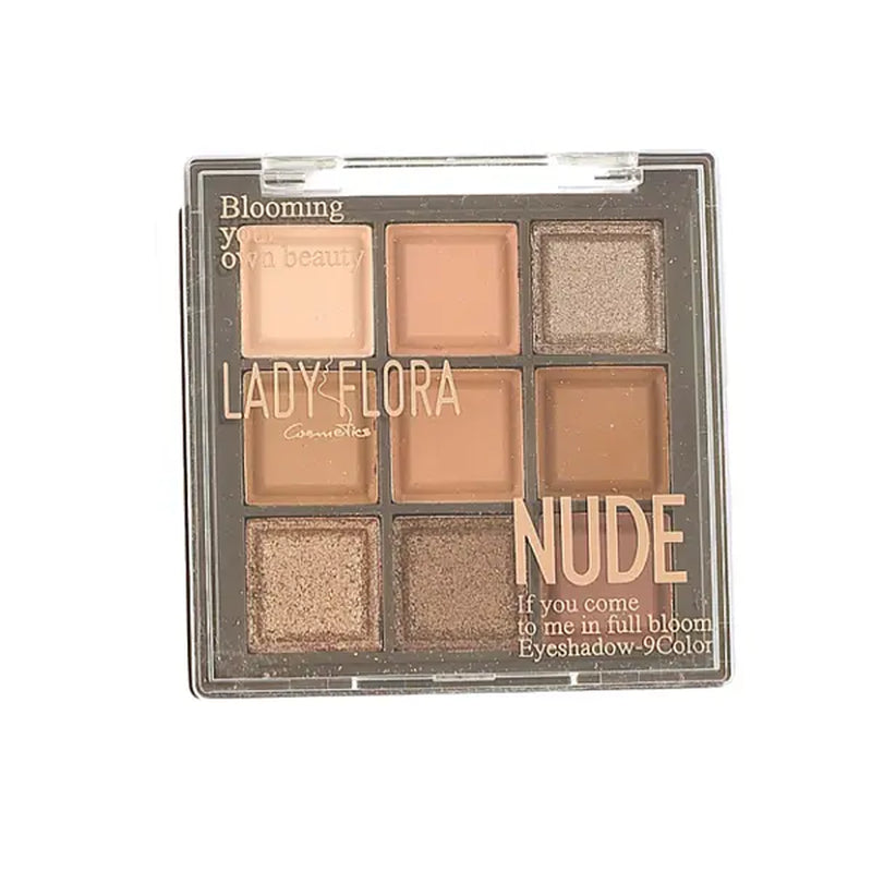Lady Flora 9 Shades Nude Eyeshadow Palette, Matte Shimmer Neutral Eye Makeup Palette, Blendable Warm Brown Earth Tone Shadows, Long Lasting Daily Eye Cosmetic for Beginners