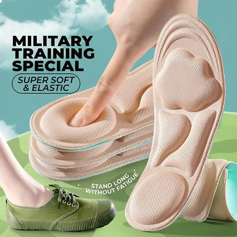 5D Cloud Technology Insoles, Super Soft, Sweat-Wicking, Breathable, Ultra Comfortable, Sports Shoe Insoles with Acupoint Function Massage Beige Footwear