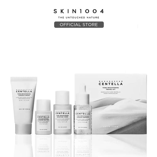 [SKIN1004 Official Shop] Madagascar Centella Tone Brightening Travel Kit - Brightening Care 4-Step Kit, Cleansing Gel Foam, Brightening Toner, Capsule Ampoule, Capsule Cream