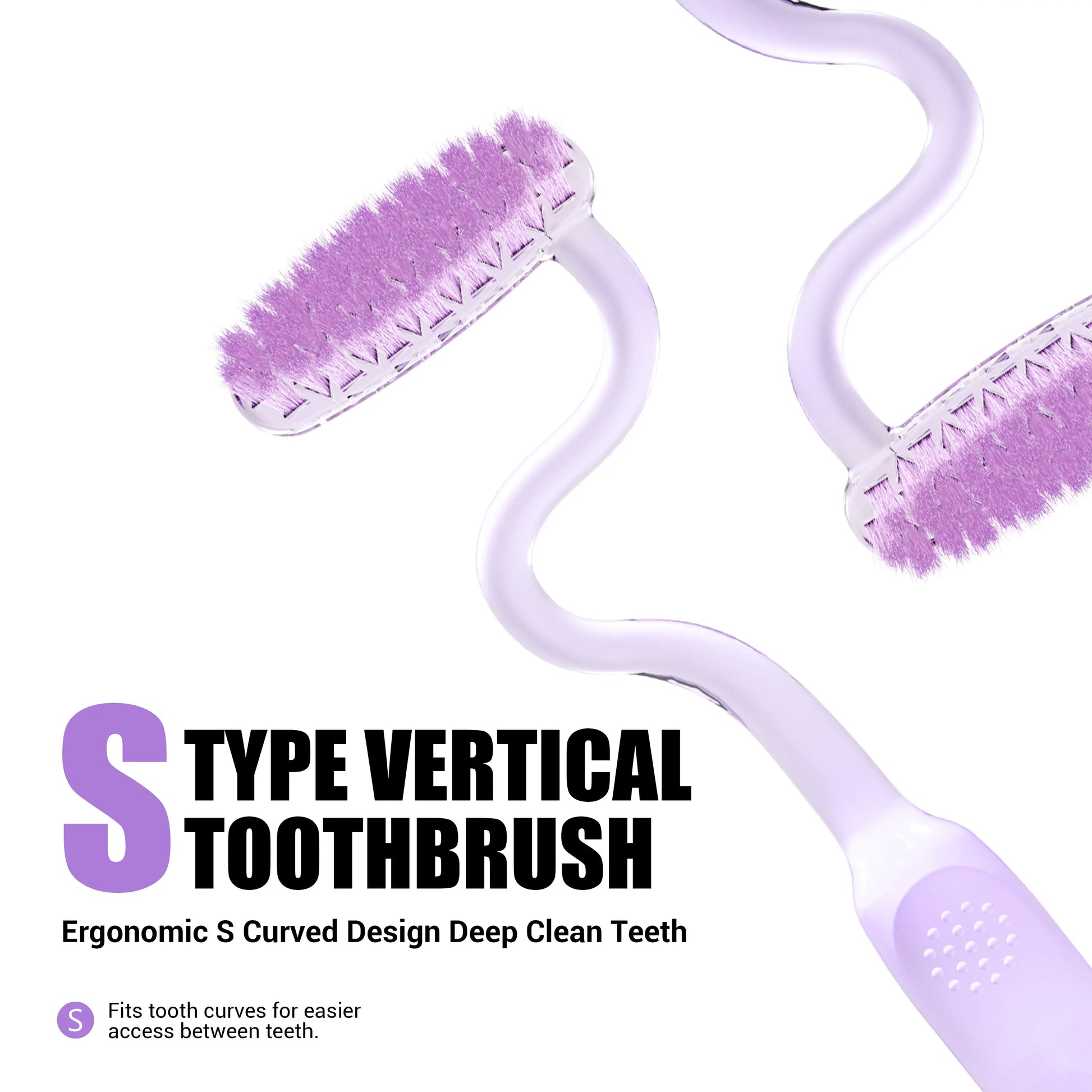 CEELIKE S-Type Vertical Toothbrush - Ultra-Soft Fine Bristles, Oval Design, Polypropylene & PBT Plastic, Unisex Adult Non Toxic Toothbrush for Oral Care Supplies, Deep Clean & Sensitivity Relief, Daily Dental Care