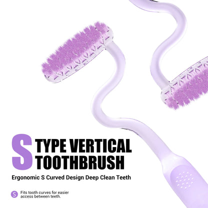 CEELIKE S-Type Vertical Toothbrush - Ultra-Soft Fine Bristles, Oval Design, Polypropylene & PBT Plastic, Unisex Adult Non Toxic Toothbrush for Oral Care Supplies, Deep Clean & Sensitivity Relief, Daily Dental Care