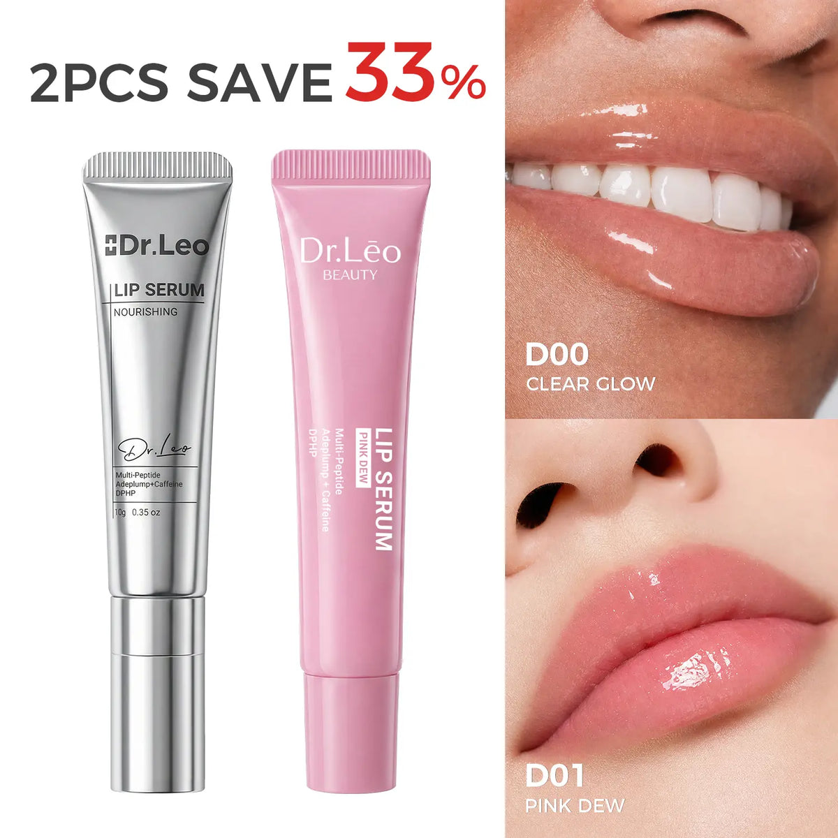 Dr.Leo Tinted Peptide Lip Serum – Brightens Dull-Looking Lips & Smooths Lip Lines, Sheer-To-Buildable Glossy Color + Hydrating Lip Care, Pink Dew / Toast Nude, 15G #Sohochic #Tiktokshopbacktoschool, Lip Tint, Moisturize, Daily