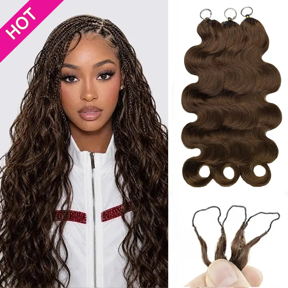 Asakiss Hair #4 Chocolate Brown Body Wave Crochet Human Hair for Miracle Knots, Burmese Curlycrochet Hair Pre-Separated Soft Lightweight Natural Look Boho Braids 50G/Pack,4-5 Packs for Full Head,Reusable Feather Crochet Extensions