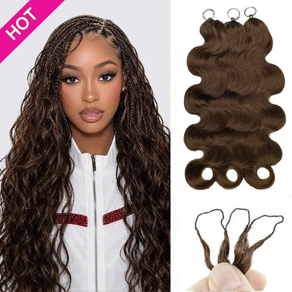 Asakiss Hair #4 Chocolate Brown Body Wave Crochet Human Hair for Miracle Knots, Burmese Curlycrochet Hair Pre-Separated Soft Lightweight Natural Look Boho Braids 50G/Pack,4-5 Packs for Full Head,Reusable Feather Crochet Extensions