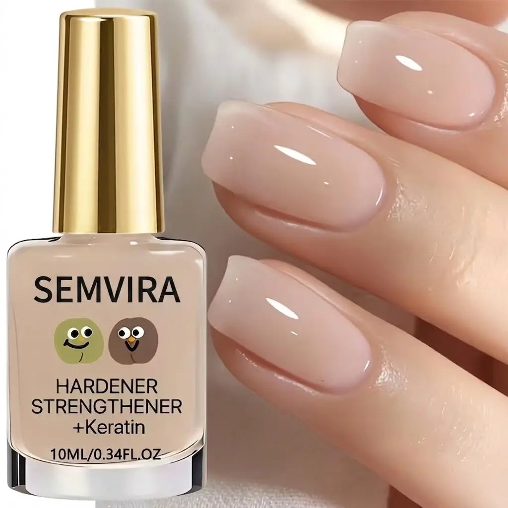 10Ml Keratin Nail Strengthener Polish - Single Bottle, Milky Nude Gloss Finish, Anti-Break Care Formula, Natural Nails Hardener Treatment, Quick Dry for Healthy Manicure