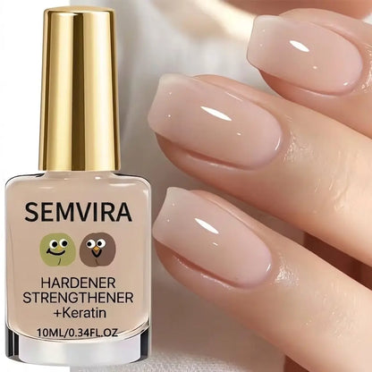 10Ml Keratin Nail Strengthener Polish - Single Bottle, Milky Nude Gloss Finish, Anti-Break Care Formula, Natural Nails Hardener Treatment, Quick Dry for Healthy Manicure