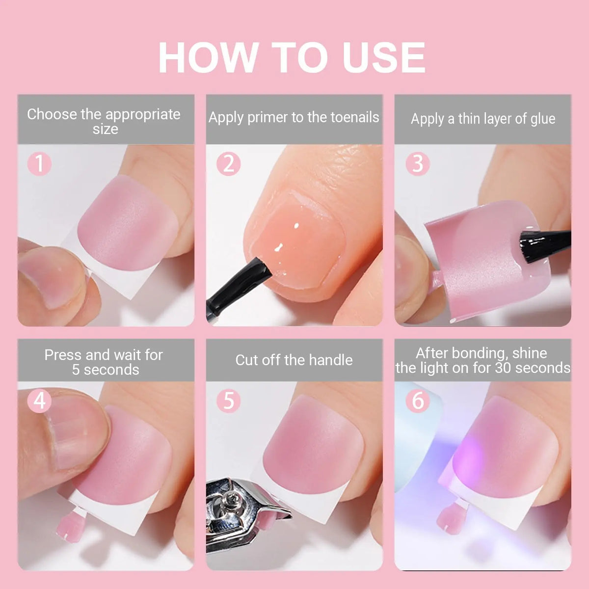 CHOIN Press on Toe Nails Set - 150Pcs Pre-Shaped Square Soft Gel Acrylic Nails, Berry Pink Full Cover Long-Lasting Stick & Build Extensions, 15 Multi-Size Glossy French Tips for DIY Pedicure, Valentine'S Day Gift, Press on Nail Sets