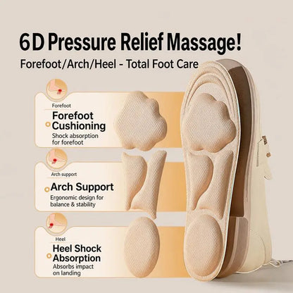 5D Cloud Technology Insoles, Super Soft, Sweat-Wicking, Breathable, Ultra Comfortable, Sports Shoe Insoles with Acupoint Function Massage Beige Footwear