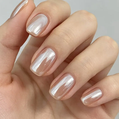 Summer Nude Pearlescent Nail Strengthener - Uv-Free Polish, Natural, Quick-Drying, Apply without UV, Brightens Tips, Suitable for Hands & Feet, Ideal for Busy Days & Summer Beach Look, Nail Care Enhancer