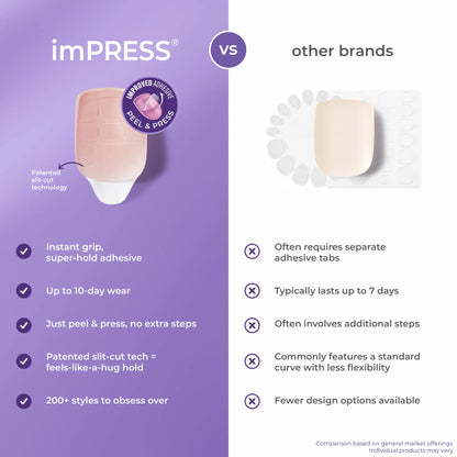 Impress Design Halloween No Glue Fake Press on Nails - Fangs Out | Design, Orange, Short, Squoval, Glow in the Dark, Manicure