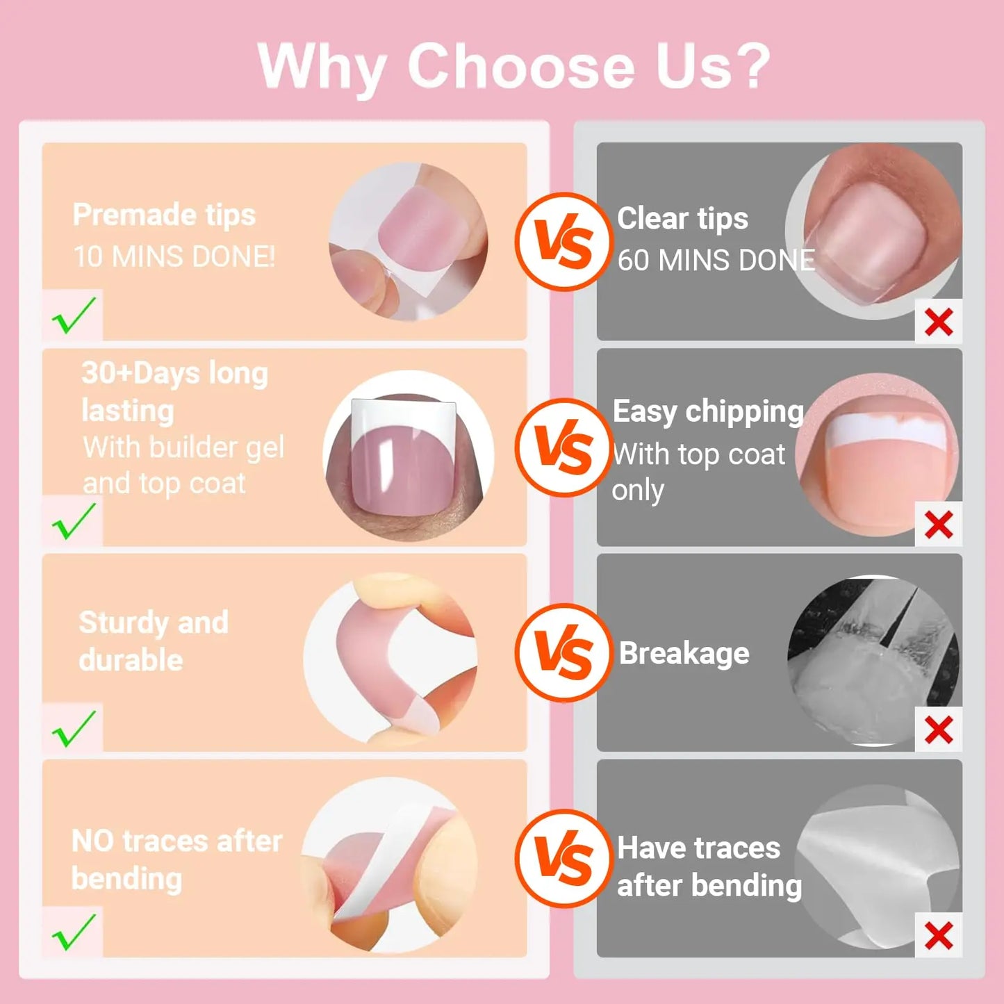CHOIN Press on Toe Nails Set - 150Pcs Pre-Shaped Square Soft Gel Acrylic Nails, Berry Pink Full Cover Long-Lasting Stick & Build Extensions, 15 Multi-Size Glossy French Tips for DIY Pedicure, Valentine'S Day Gift, Press on Nail Sets