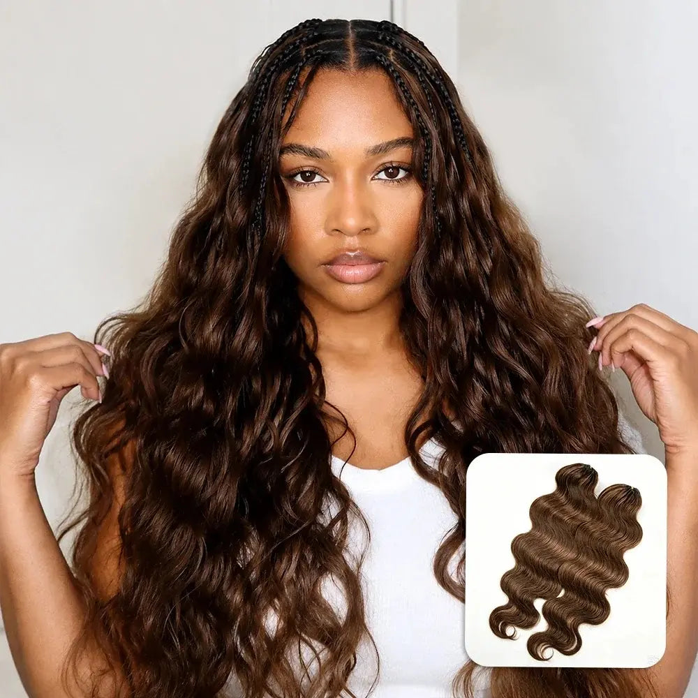 Asakiss Hair #4 Chocolate Brown Body Wave Crochet Human Hair for Miracle Knots, Burmese Curlycrochet Hair Pre-Separated Soft Lightweight Natural Look Boho Braids 50G/Pack,4-5 Packs for Full Head,Reusable Feather Crochet Extensions