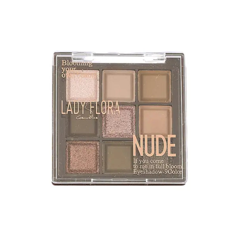 Lady Flora 9 Shades Nude Eyeshadow Palette, Matte Shimmer Neutral Eye Makeup Palette, Blendable Warm Brown Earth Tone Shadows, Long Lasting Daily Eye Cosmetic for Beginners
