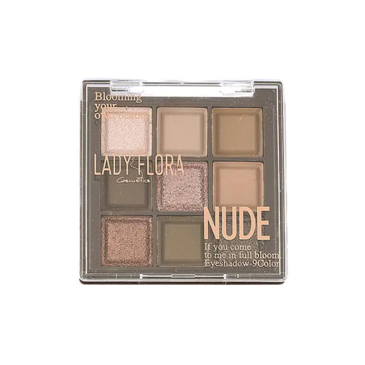 Lady Flora 9 Shades Nude Eyeshadow Palette, Matte Shimmer Neutral Eye Makeup Palette, Blendable Warm Brown Earth Tone Shadows, Long Lasting Daily Eye Cosmetic for Beginners