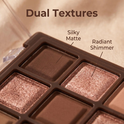 Lady Flora 9 Shades Nude Eyeshadow Palette, Matte Shimmer Neutral Eye Makeup Palette, Blendable Warm Brown Earth Tone Shadows, Long Lasting Daily Eye Cosmetic for Beginners