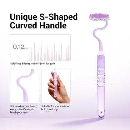 CEELIKE S-Type Vertical Toothbrush - Ultra-Soft Fine Bristles, Oval Design, Polypropylene & PBT Plastic, Unisex Adult Non Toxic Toothbrush for Oral Care Supplies, Deep Clean & Sensitivity Relief, Daily Dental Care