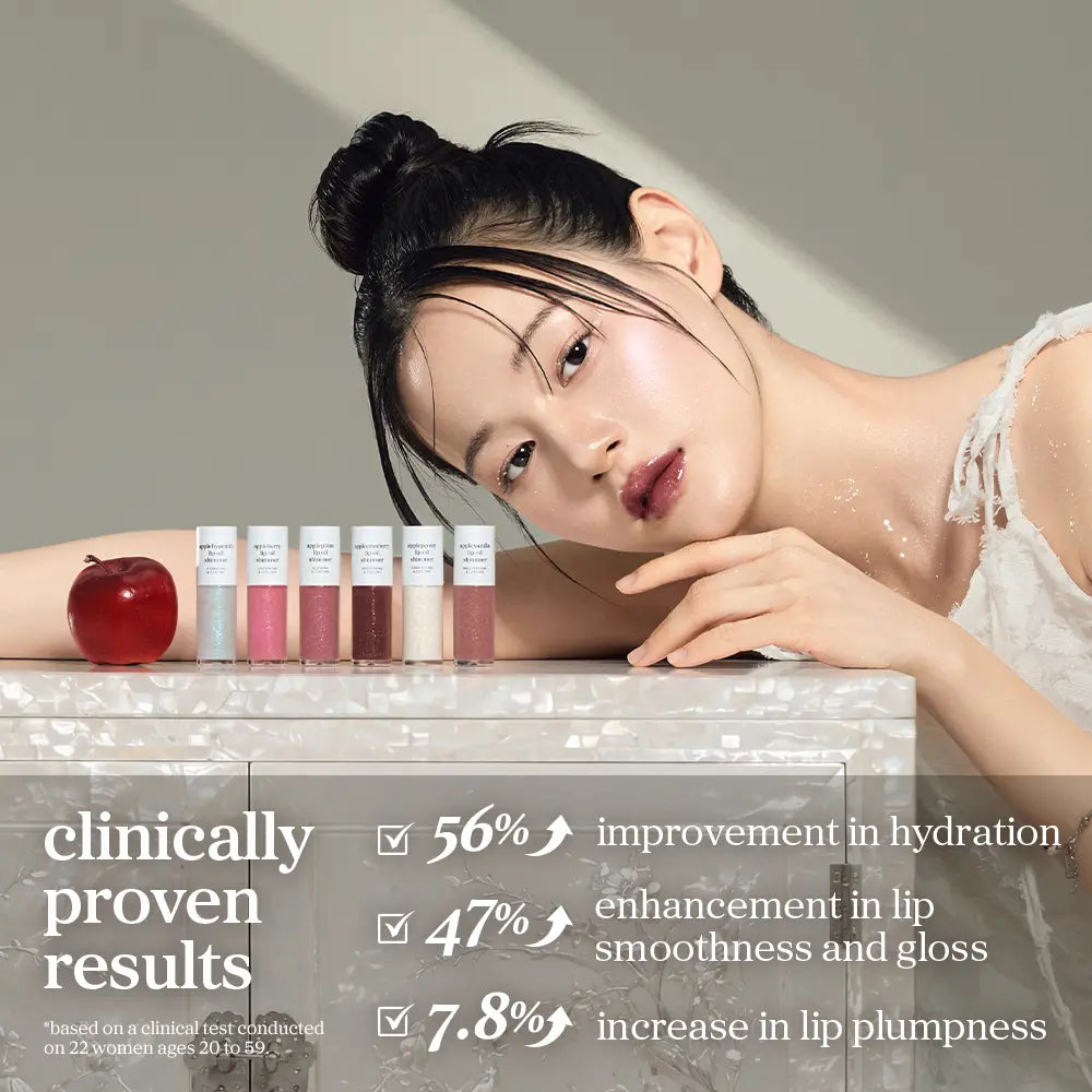 Nooni Korean Apple Shimmer Lip Oil + Lip Stain | Glossy Lip Stain, Tinting & Long Lasting, Moisturizing Lip Care (6 Options) Hydrate Lipgloss Lipstick Makeup Glossy Hydrating Moisturizer Plump Transfer-Proof