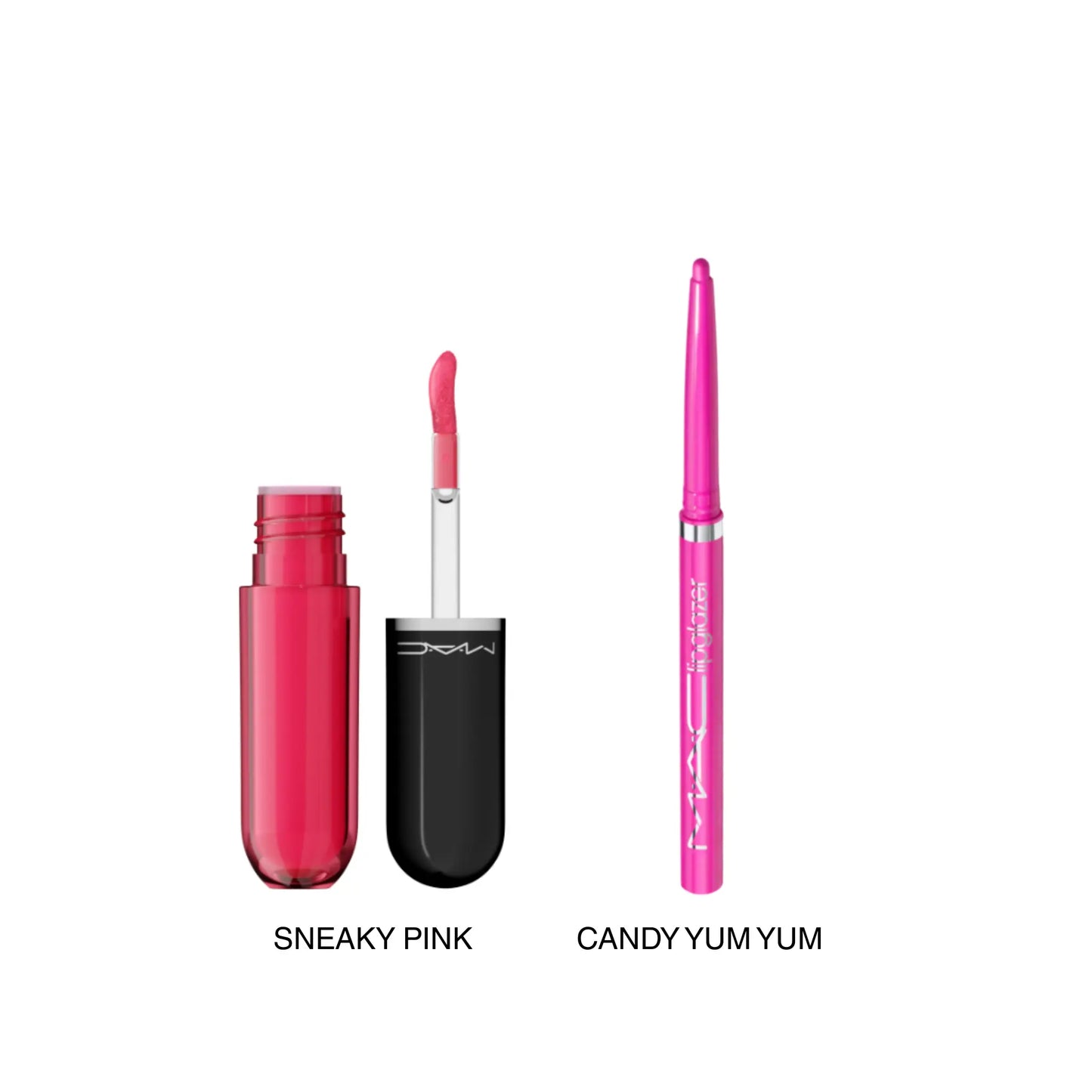 MAC Lustreglass Pink Pop Duo | Lip Tint & Glossy Liner Duo | Long-Lasting Pink Stain, Soft Shiny Finish, 2 Pc