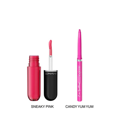 MAC Lustreglass Pink Pop Duo | Lip Tint & Glossy Liner Duo | Long-Lasting Pink Stain, Soft Shiny Finish, 2 Pc