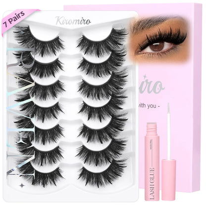 Kiromiro Spiky Lashes Strips 20Mm 3D Fluffy False Eyelashes with Spikes Drama Faux Mink Lashes Thick Long Cat Eye Lashes for Makeup, 7 Pairs #Backtoschool