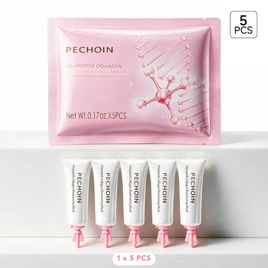 【Pink】Pechoin Polypeptide Collagen Illuminating Mask｜No-Rinse Collagen Cream-To-Clear Film Face Mask for Dewy Glow｜Firm-Looking Skin & Hydration