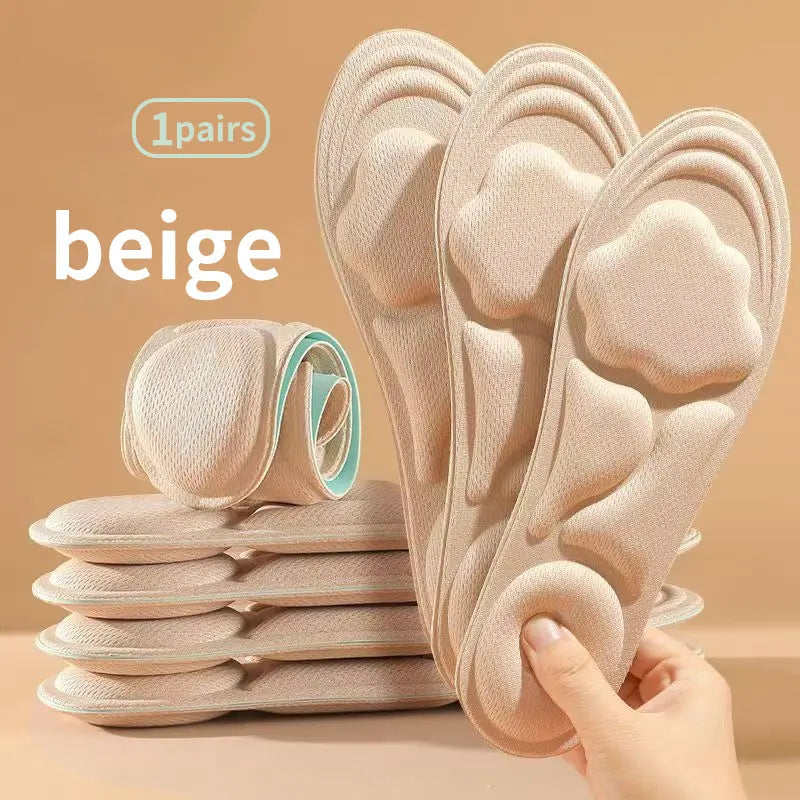 5D Cloud Technology Insoles, Super Soft, Sweat-Wicking, Breathable, Ultra Comfortable, Sports Shoe Insoles with Acupoint Function Massage Beige Footwear