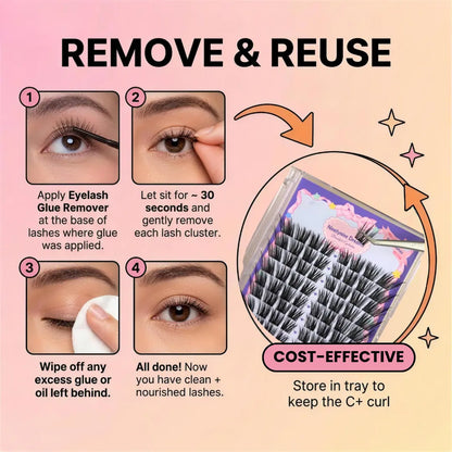 Ninetynine Dreams 80Pcs Pixie Lashes | Dramatic Wispy 12-16Mm Pre-Mapped Manhua Cat Eye False Eyelashes, Ultra-Thin Black Band, Lightweight Waterproof Long-Lasting Reusable Lash Clusters — Beginner Friendly Makeup Must-Have