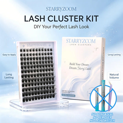 DIY At-Home Lash Cluster Kit for Eyelash Extensions, Complete Makeup Set with Bond, Seal, Remover & Applicator, Adult-Use False Lashes, Cosmetics Accessories, Eye Makeup Tool