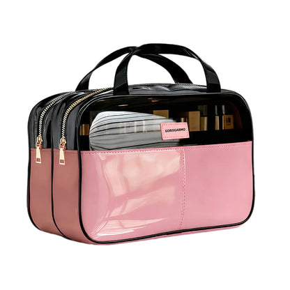 GORISGARMO Clear Toiletry Bag, Double-Layer Travel Toiletry Bag Carry on Travel Accessories Bag, Water Repellent Makeup Cosmetic Bag for Women Tiktokshopbacktoschool,Back to School,Back to School Haul