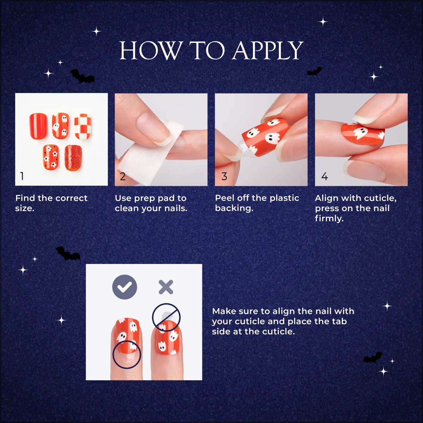 Impress Design Halloween No Glue Fake Press on Nails - Fangs Out | Design, Orange, Short, Squoval, Glow in the Dark, Manicure