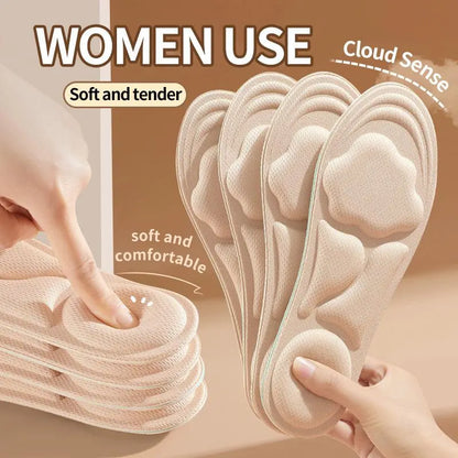 5D Cloud Technology Insoles, Super Soft, Sweat-Wicking, Breathable, Ultra Comfortable, Sports Shoe Insoles with Acupoint Function Massage Beige Footwear