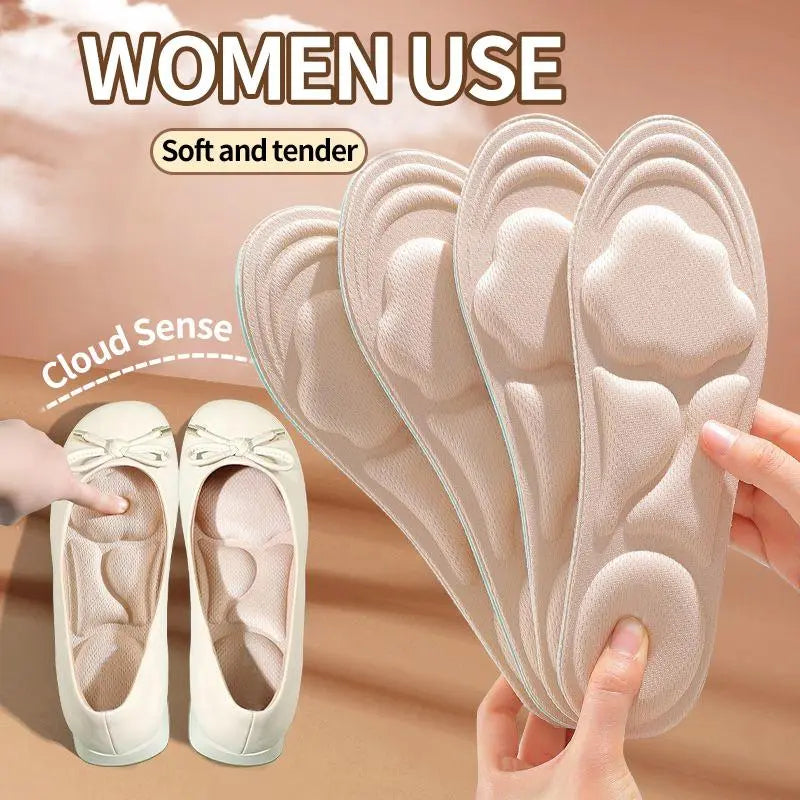 5D Cloud Technology Insoles, Super Soft, Sweat-Wicking, Breathable, Ultra Comfortable, Sports Shoe Insoles with Acupoint Function Massage Beige Footwear