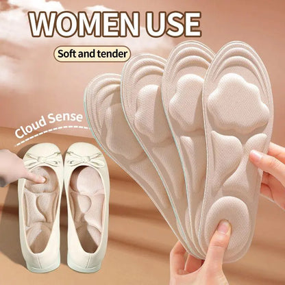 5D Cloud Technology Insoles, Super Soft, Sweat-Wicking, Breathable, Ultra Comfortable, Sports Shoe Insoles with Acupoint Function Massage Beige Footwear