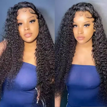 Urody 220% Density Curly Hair Wigs HD Transparent 13X6 Lace Front Wigs Brazilian Deep Curly Pre Plucked Human Hair Wigs Deep Wave Lace Frontal Wigs for Women