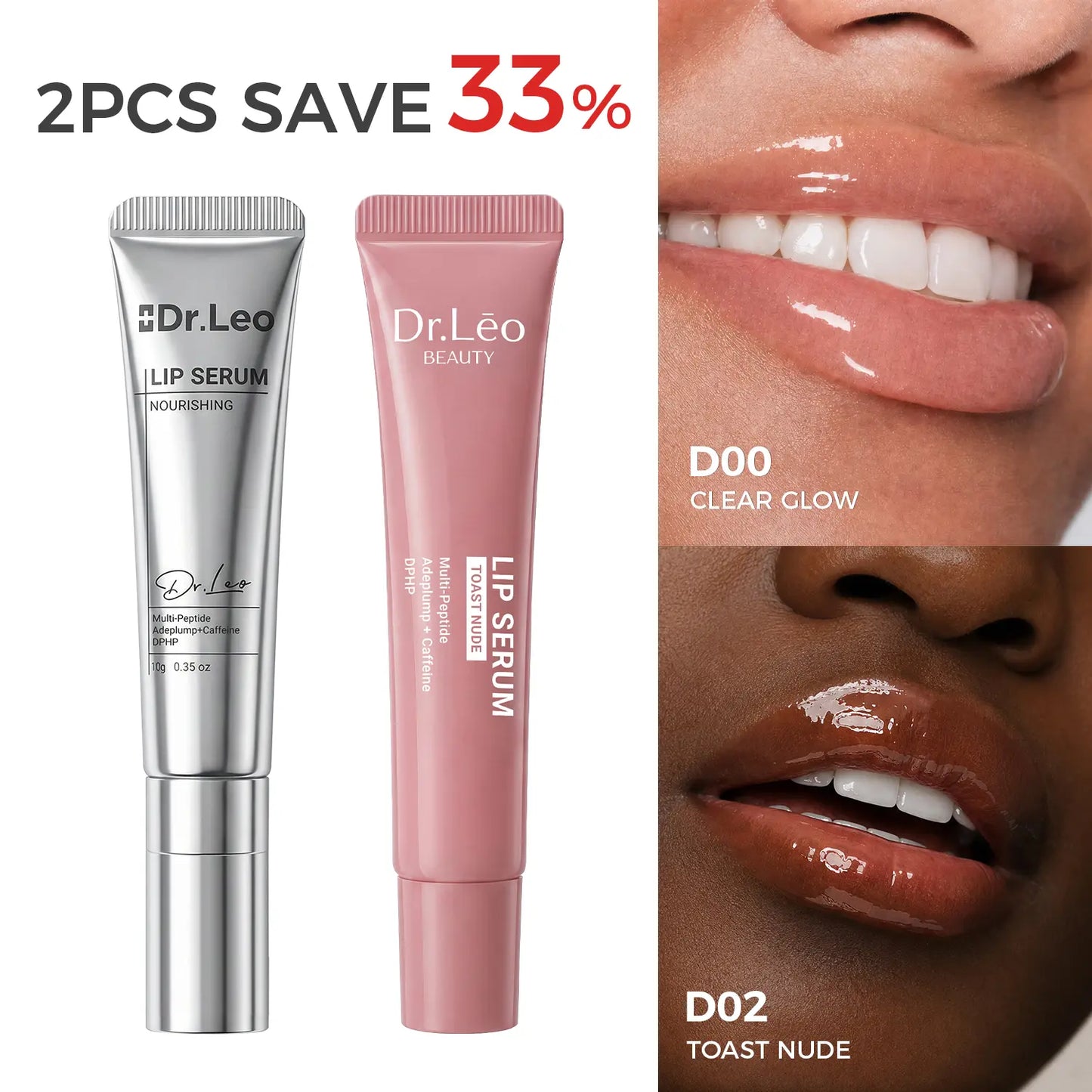 Dr.Leo Tinted Peptide Lip Serum – Brightens Dull-Looking Lips & Smooths Lip Lines, Sheer-To-Buildable Glossy Color + Hydrating Lip Care, Pink Dew / Toast Nude, 15G #Sohochic #Tiktokshopbacktoschool, Lip Tint, Moisturize, Daily