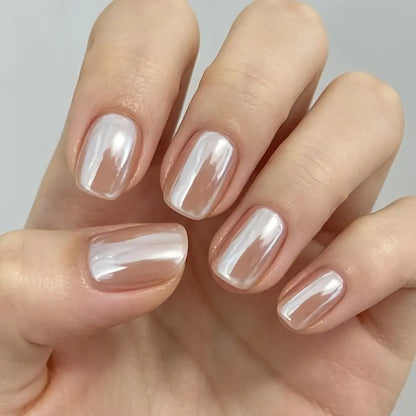 Summer Nude Pearlescent Nail Strengthener - Uv-Free Polish, Natural, Quick-Drying, Apply without UV, Brightens Tips, Suitable for Hands & Feet, Ideal for Busy Days & Summer Beach Look, Nail Care Enhancer