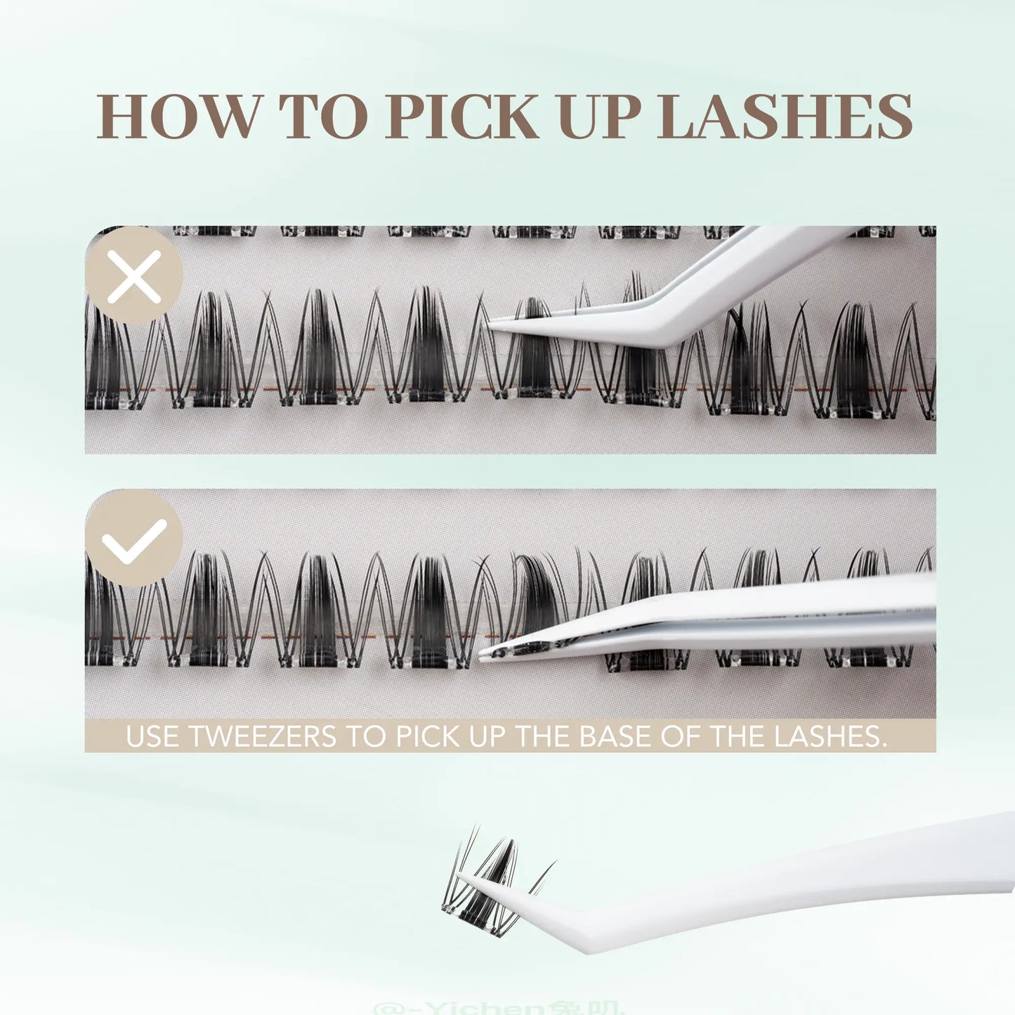 [Wildcat] No-Glue D-Curl Individual Lash Kit - 8-16Mm 0.03Mm Jelly-Coated Base Self-Adhesive Lashes, Tweezers, Handheld Mirror, Beginner-Friendly Lightweight Hypoallergenic Press-On False Eyelashes (Home Makeup Gift), Lash Cluster