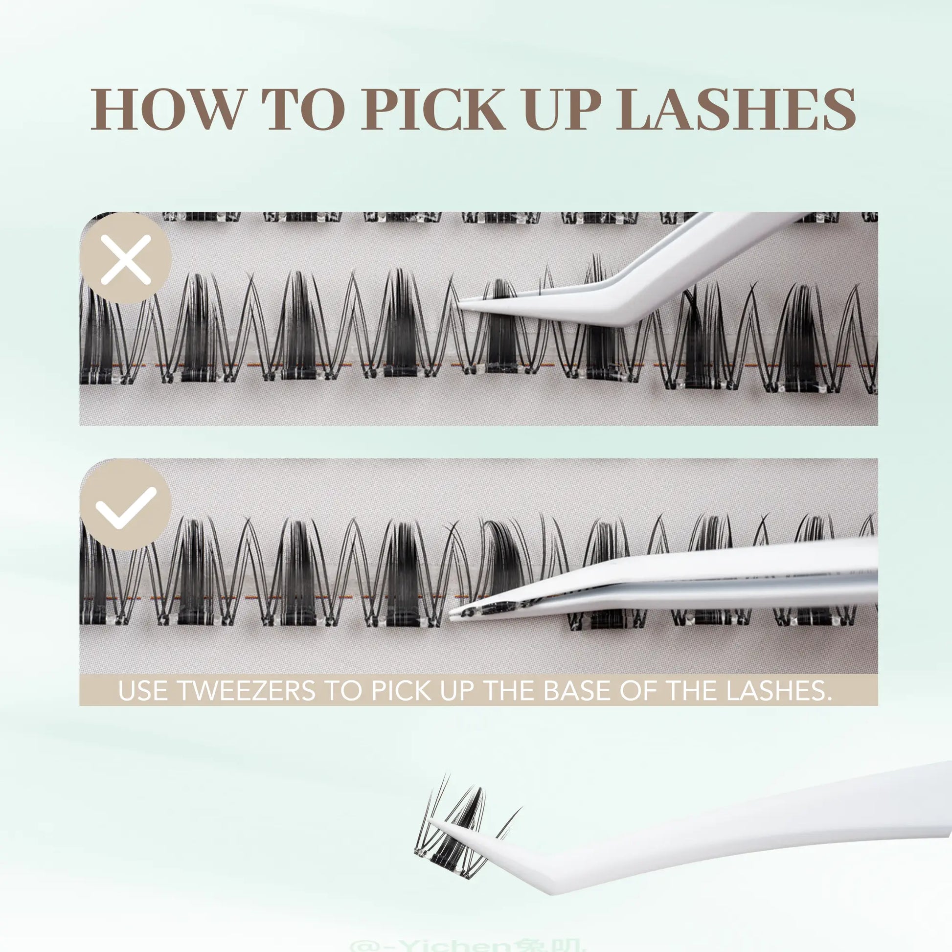[Wildcat] No-Glue D-Curl Individual Lash Kit - 8-16Mm 0.03Mm Jelly-Coated Base Self-Adhesive Lashes, Tweezers, Handheld Mirror, Beginner-Friendly Lightweight Hypoallergenic Press-On False Eyelashes (Home Makeup Gift), Lash Cluster