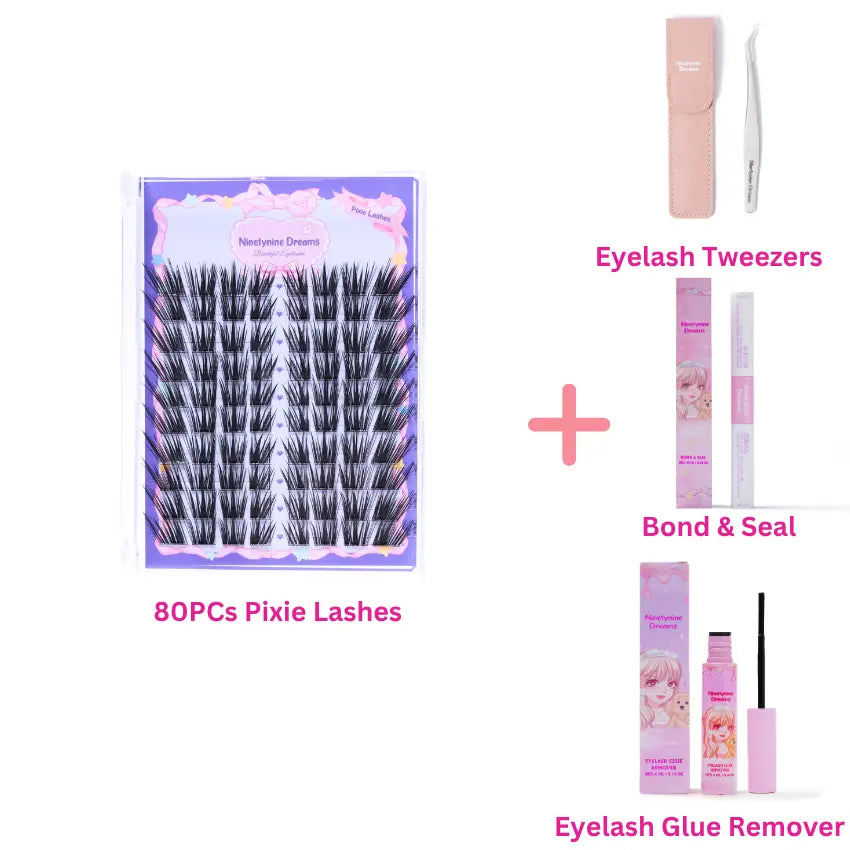Ninetynine Dreams 80Pcs Pixie Lashes | Dramatic Wispy 12-16Mm Pre-Mapped Manhua Cat Eye False Eyelashes, Ultra-Thin Black Band, Lightweight Waterproof Long-Lasting Reusable Lash Clusters — Beginner Friendly Makeup Must-Have