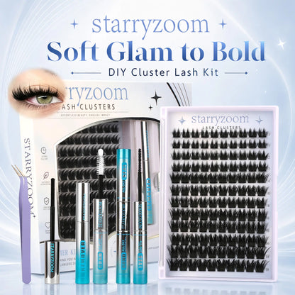 DIY At-Home Lash Cluster Kit for Eyelash Extensions, Complete Makeup Set with Bond, Seal, Remover & Applicator, Adult-Use False Lashes, Cosmetics Accessories, Eye Makeup Tool
