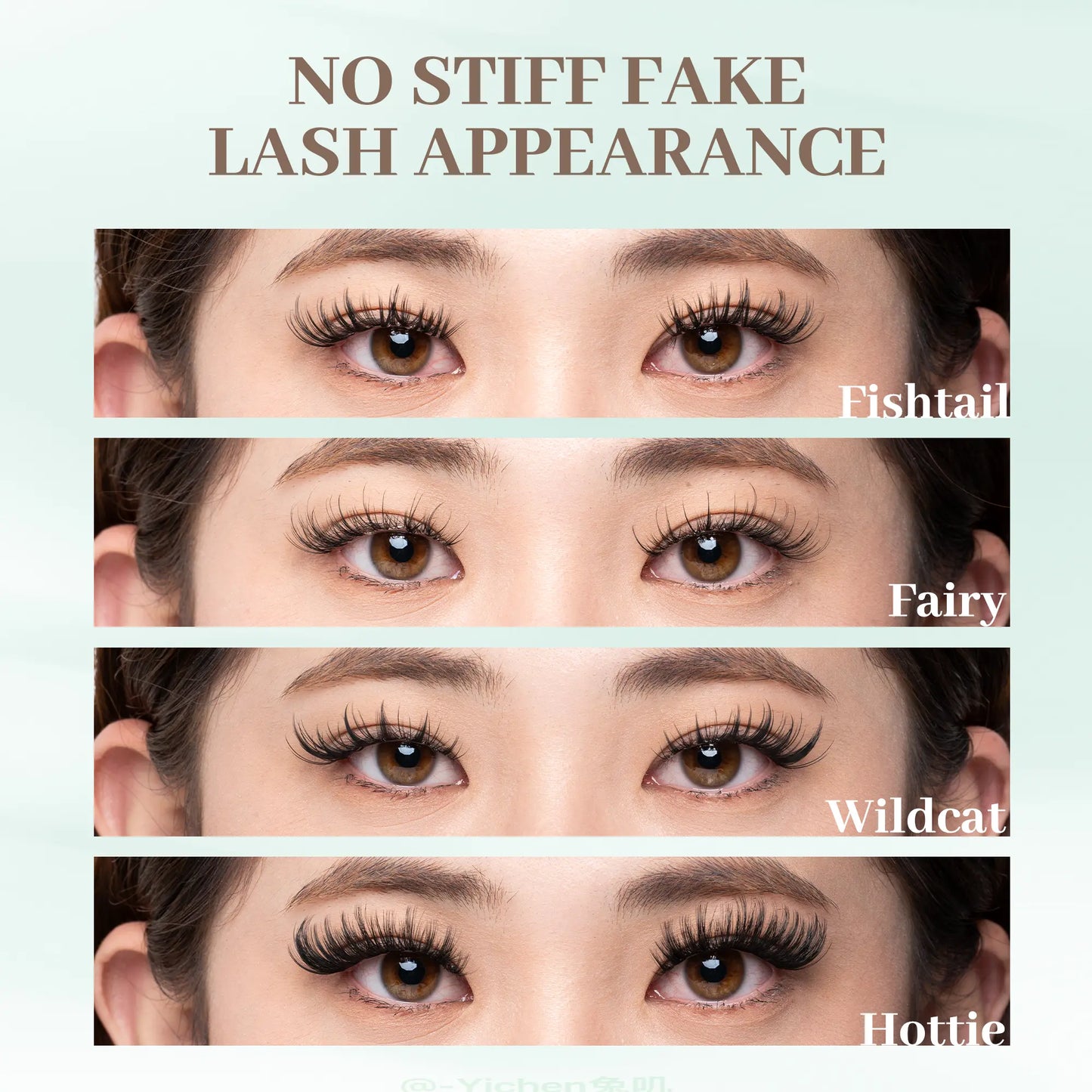 [Wildcat] No-Glue D-Curl Individual Lash Kit - 8-16Mm 0.03Mm Jelly-Coated Base Self-Adhesive Lashes, Tweezers, Handheld Mirror, Beginner-Friendly Lightweight Hypoallergenic Press-On False Eyelashes (Home Makeup Gift), Lash Cluster