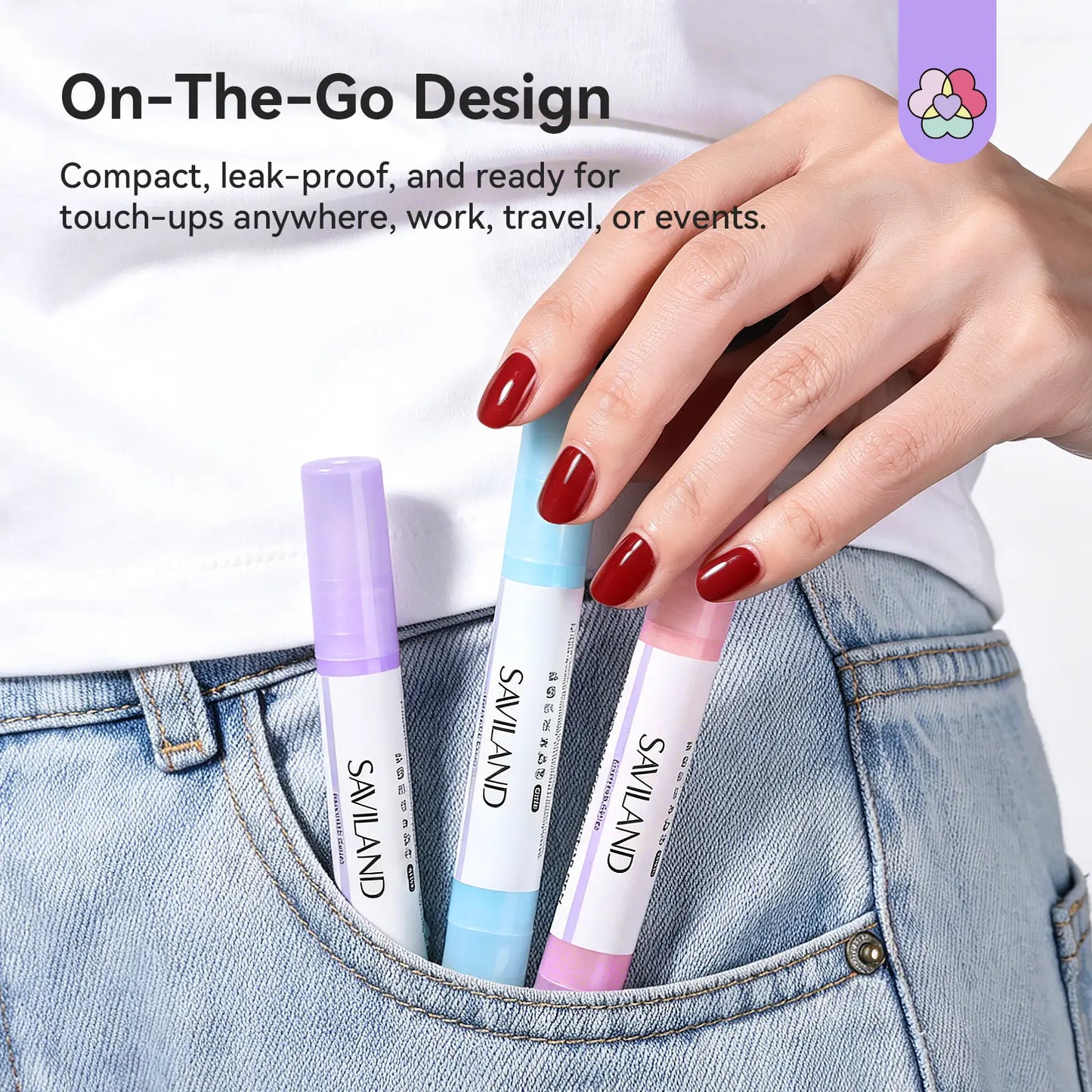 SAVILAND Nail Polish Remover Corrector Pen Set - Refillable Precision Cleanup Marker | Acetone-Free Gentle Formula for Cuticle Edge Clean Up, DIY Manicure
