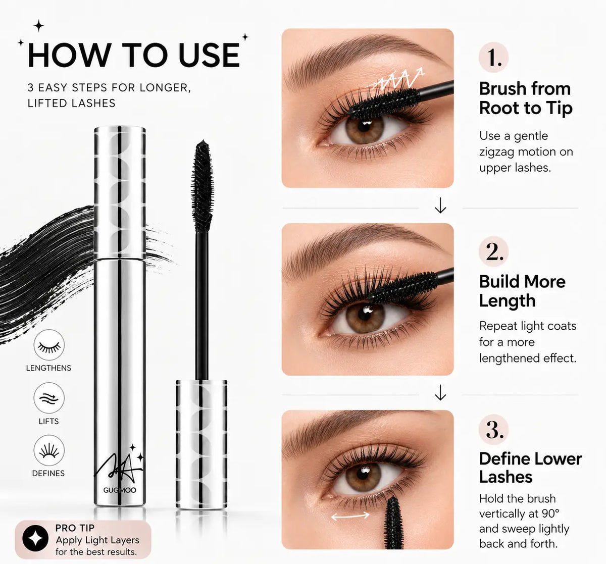 Lash Lift Volumizing Mascara, Lengthening Curling Thickening Defining False Lash Effect Mascara, Buildable Non-Clumping Natural Full Lashes, Beginner Friendly Daily Eye Lash Makeup for Women,Badi Lash Mascara,Back to School