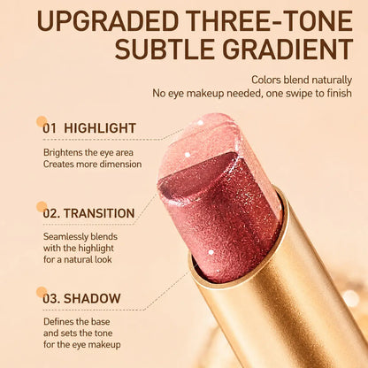 Pack of 4 3-Color Eyeshadow Stick Gradient, Waterproof Long Lasting Creamy Shimmer Eye Shadow, Portable Smudge-Proof Glitter Makeup for Women, Day to Night (Fine Shimmer Brownish Orange)