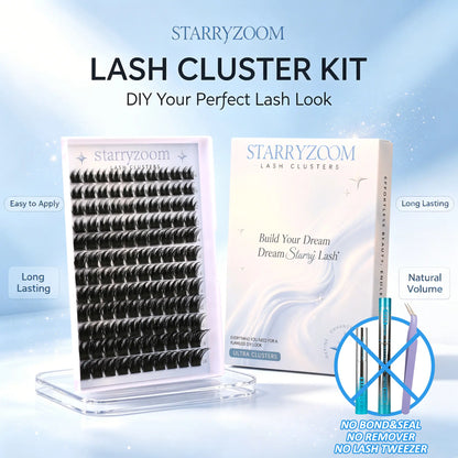 DIY At-Home Lash Cluster Kit for Eyelash Extensions, Complete Makeup Set with Bond, Seal, Remover & Applicator, Adult-Use False Lashes, Cosmetics Accessories, Eye Makeup Tool
