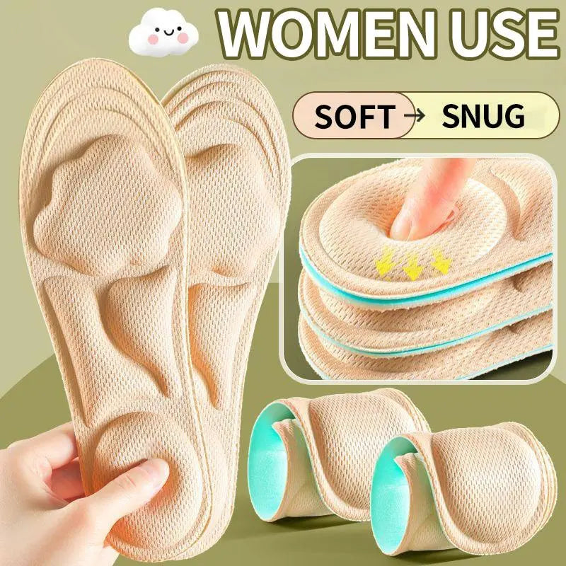 5D Cloud Technology Insoles, Super Soft, Sweat-Wicking, Breathable, Ultra Comfortable, Sports Shoe Insoles with Acupoint Function Massage Beige Footwear