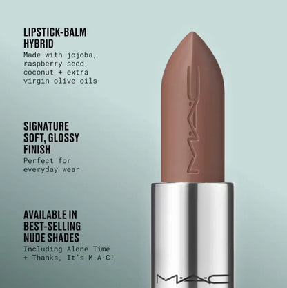 MAC Lustreglass Nudes Trio | Sheer-Shine Lipstick Set | 3 Nude Shades, Buildable Colour, 3 Pc